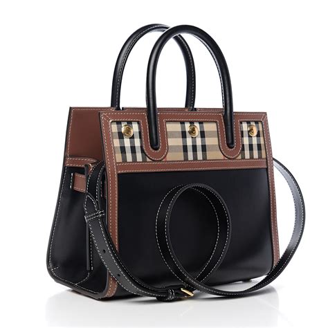 burberry two handle title bag|BURBERRY Calfskin Check Small Two Handle Title Bag Black .